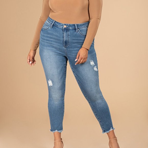 YMI Denim - Fringe Hem Light Wash Jeans